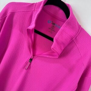 IBKUL Womens Hot Pink Waffle Knit Quarter Zip Pullover Top Size Large NWT